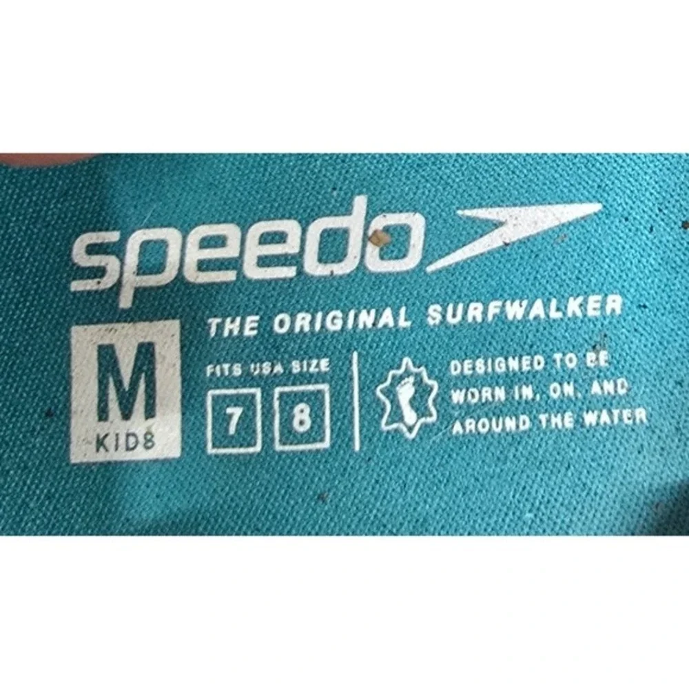 Speedo Kids Water Shoes Size 7-8 Blue Orange Mesh Slip On Swim Pool‎ Beach